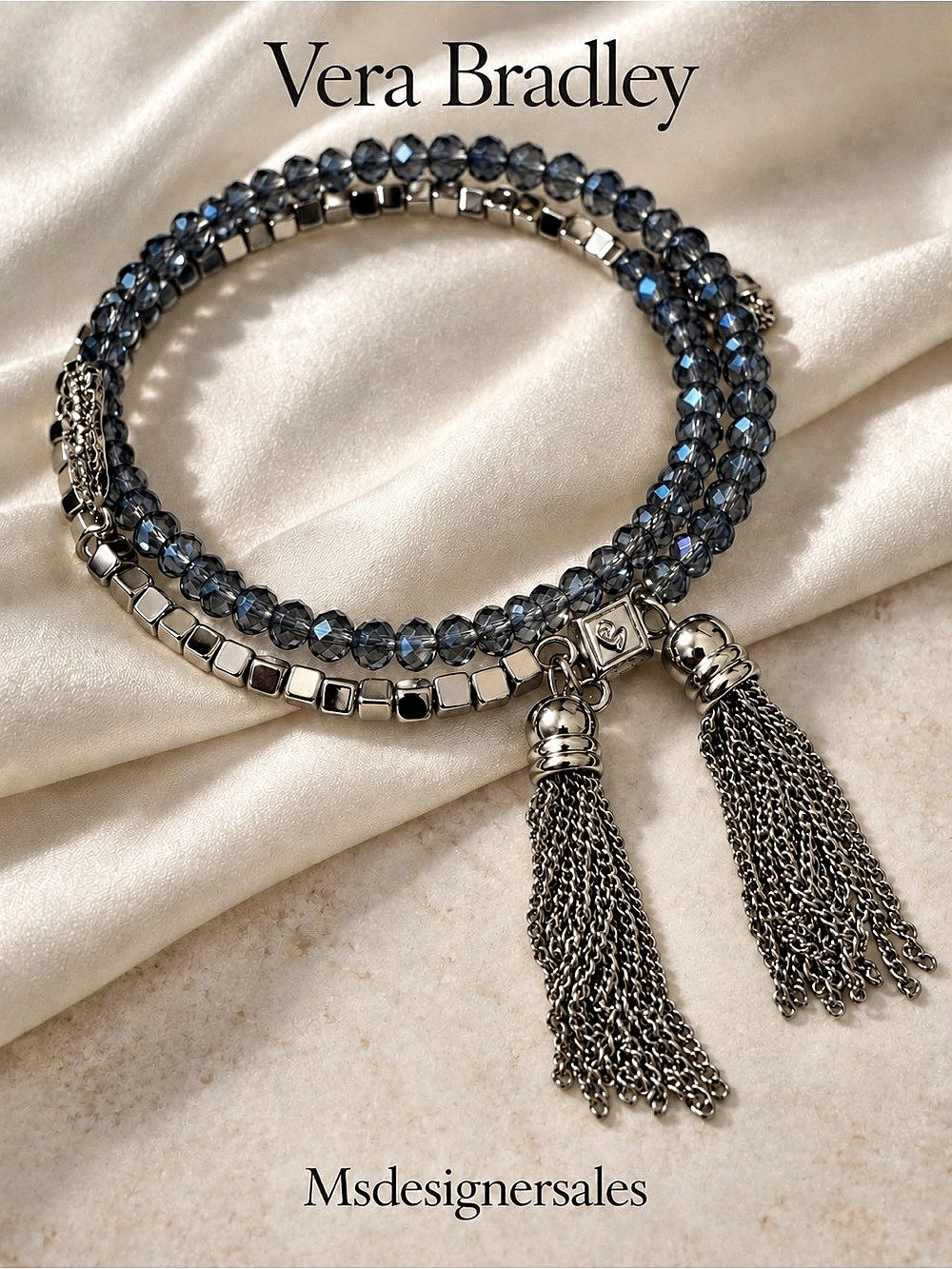 Vera Bradley Silver Tone Blue Coil Bracelet in Blue & Silver 242